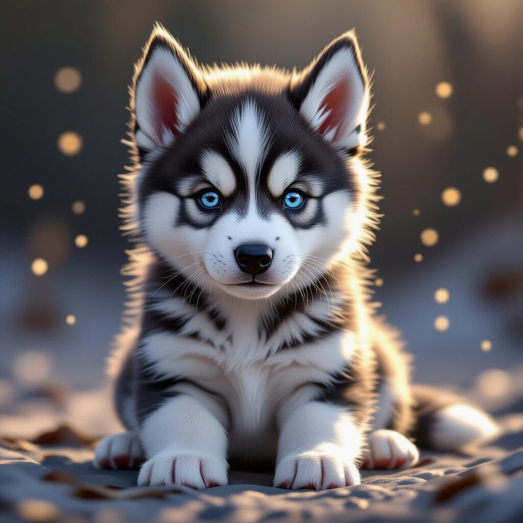 Baby Husky Puppy Concept Art in Dynamic Lighting