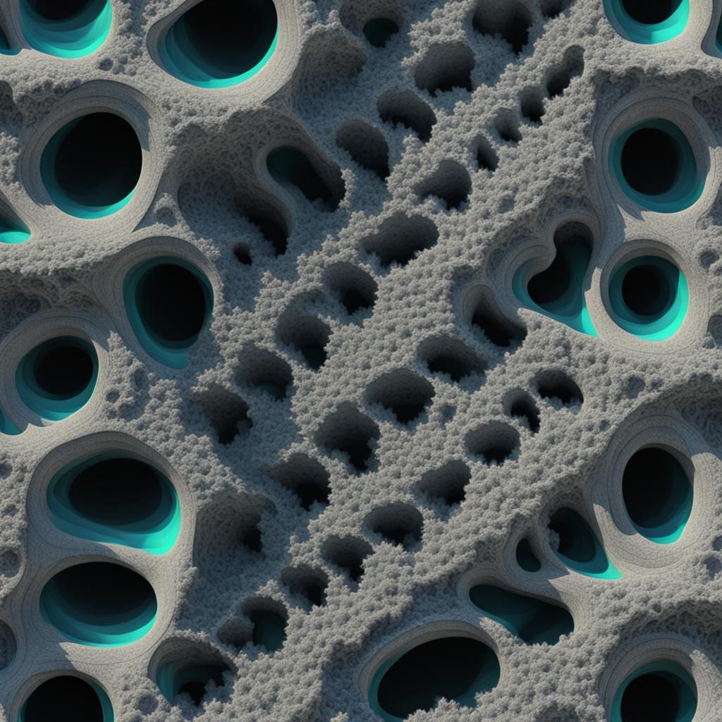 Fluffy Concrete Fractal in Retrofuturistic Style