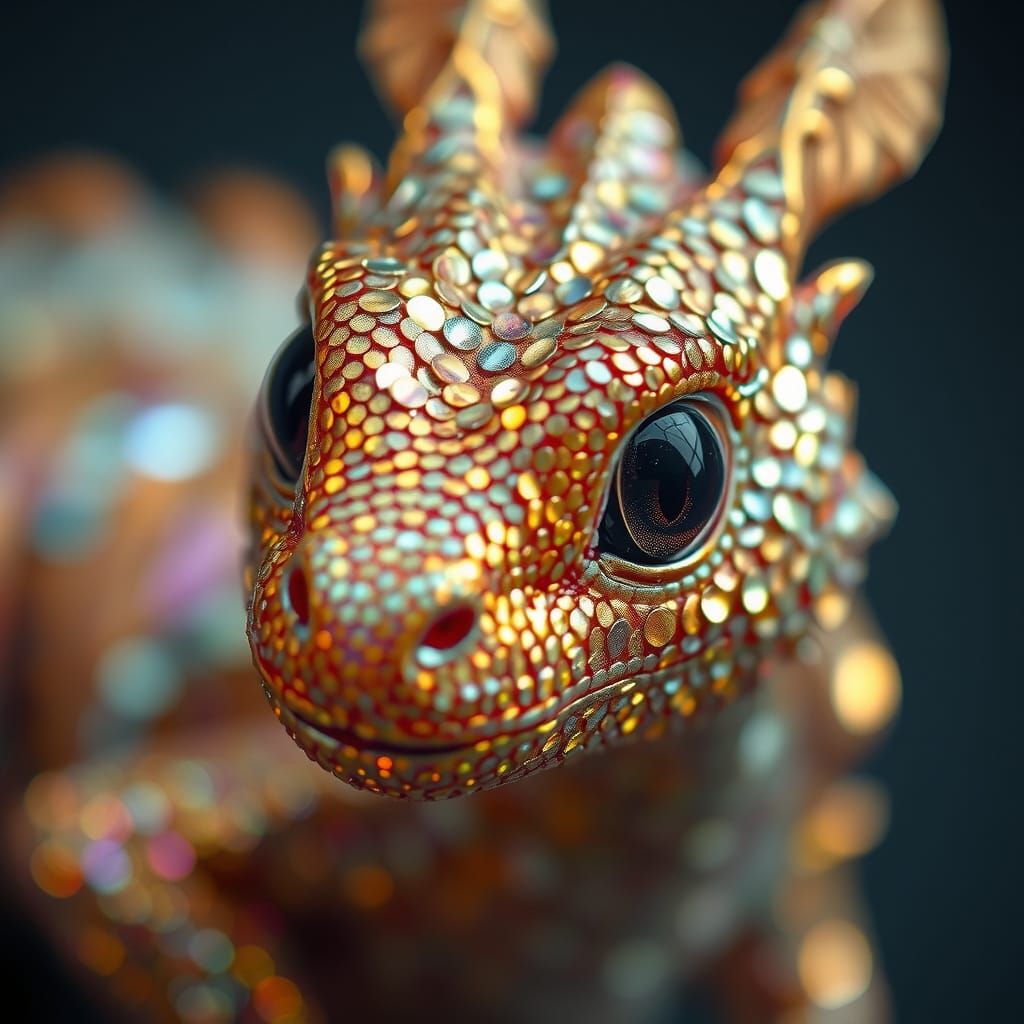 dragon with sequin-like scales