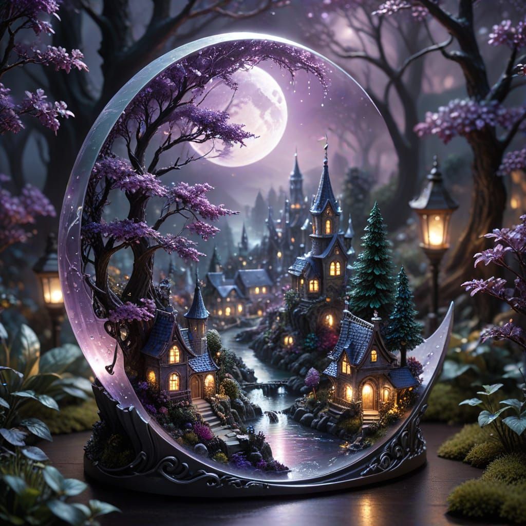 Metallic Purple Moon Holding Silver City