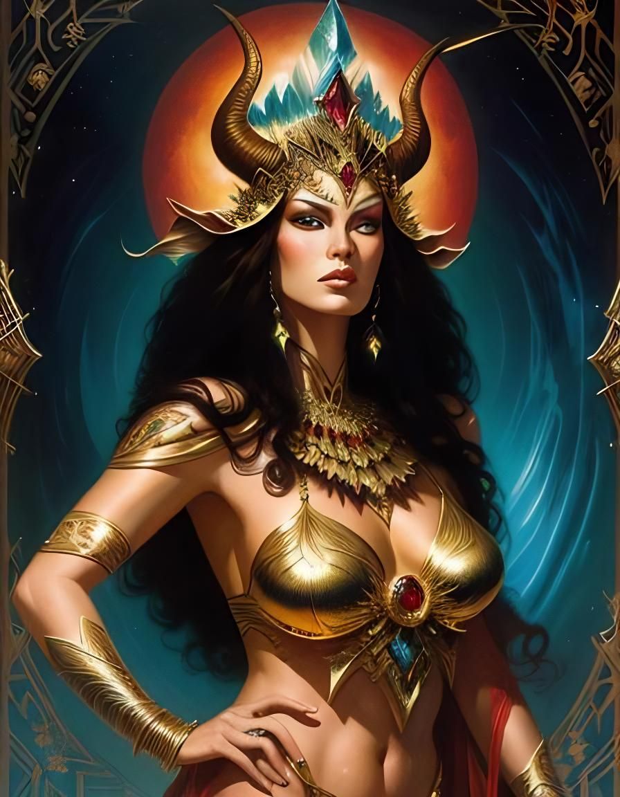 Glamorous Space Princess in Fantasy Magazine Cover Art