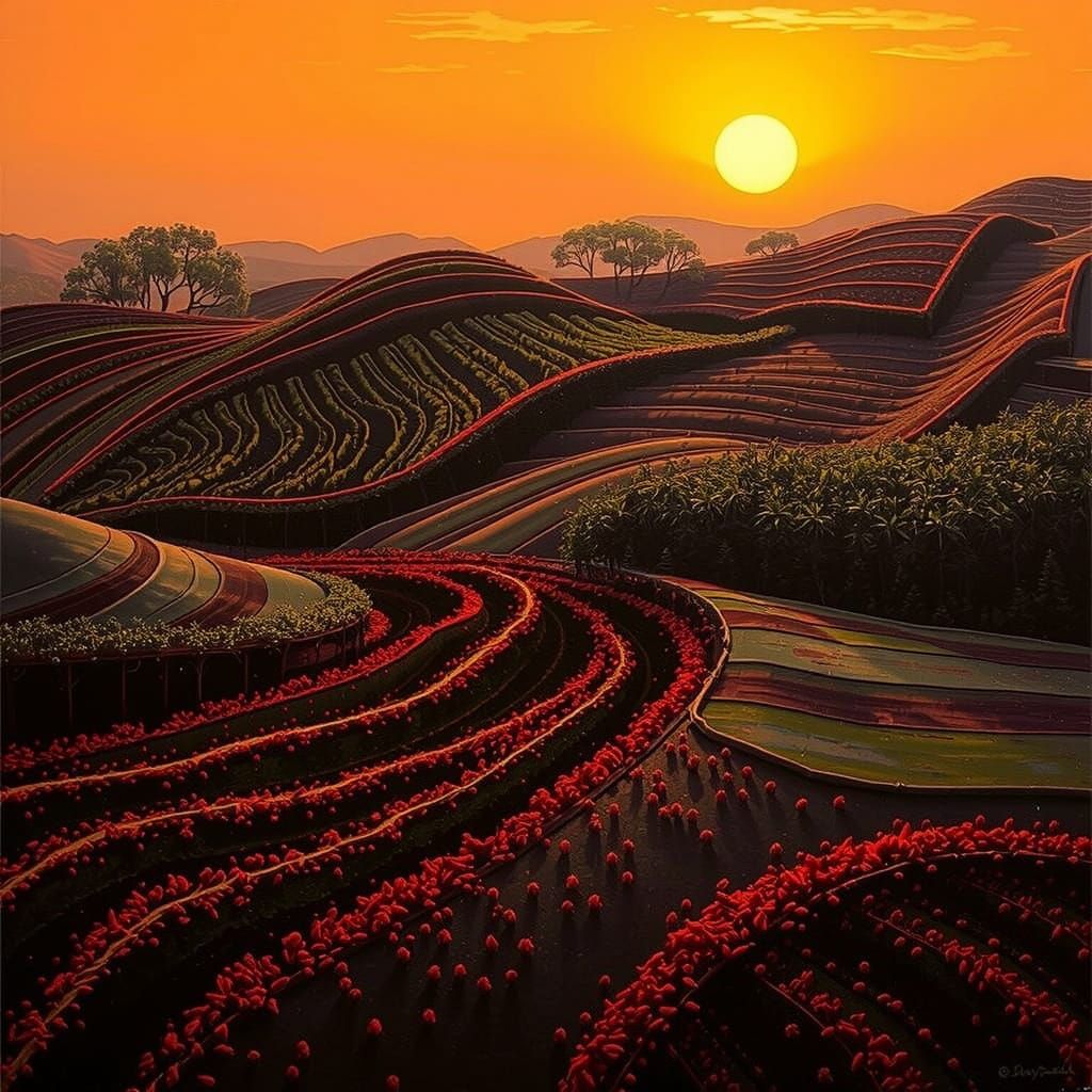 Abstract Expressionist Landscape in Triadic Colors