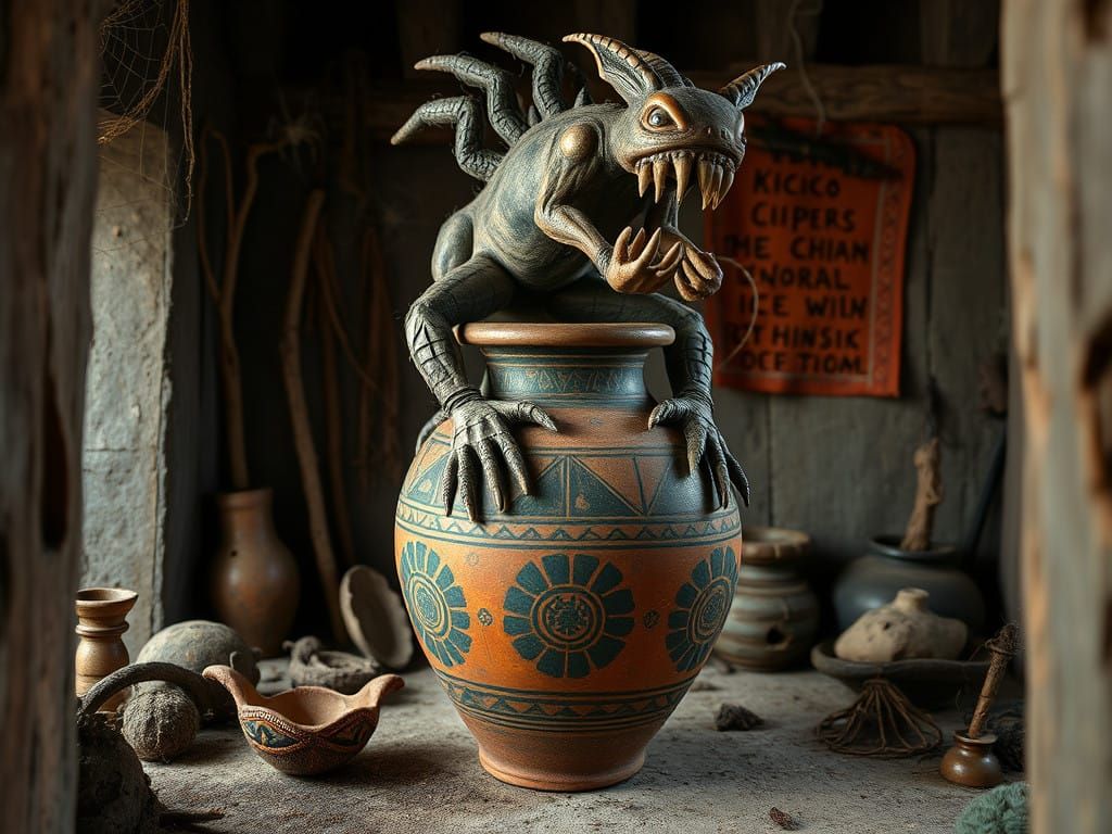 Pre-Columbian Mexican Pottery in Shaman's Sanctum
