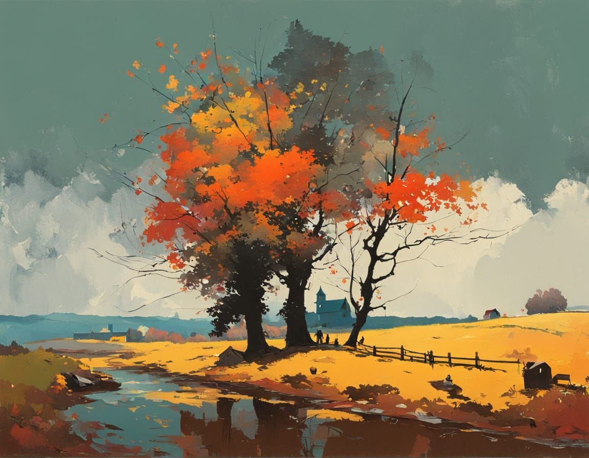 Autumnal Landscape in Impressionist Style