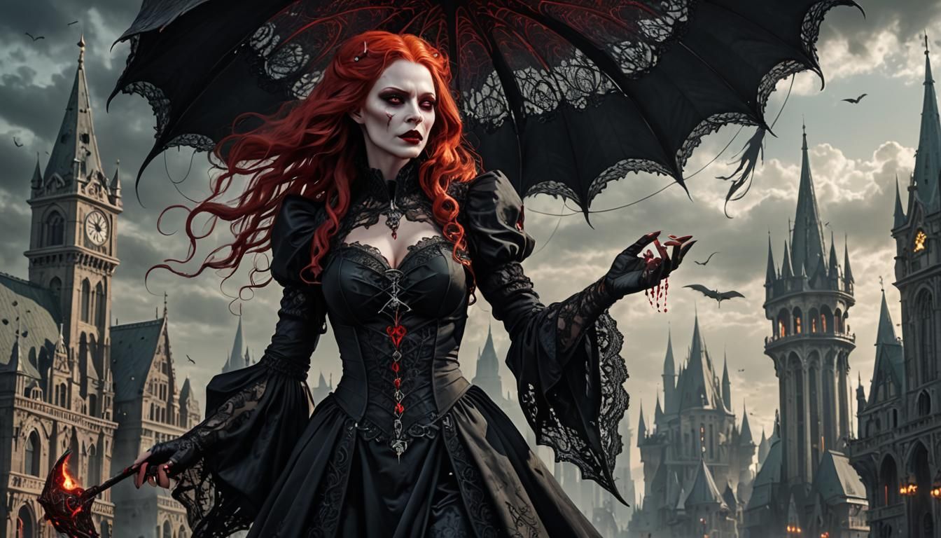 Vampire Goddess in Magocracy City, Photorealistic Art