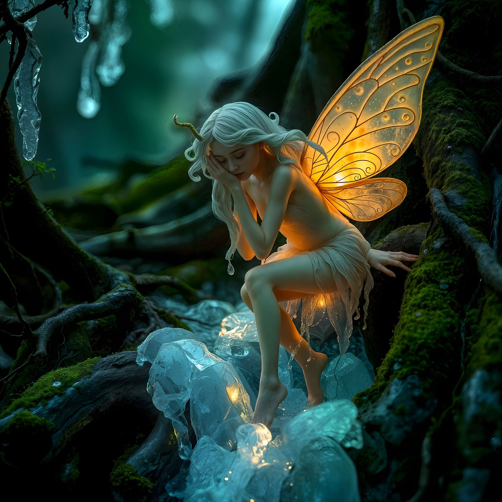 Waterfall from Fairy Eyes with Lush Moss