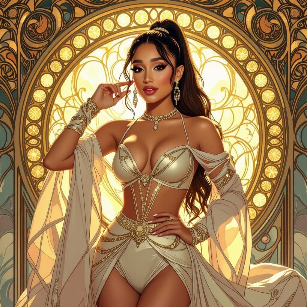 Glamorous Portrait in Art Nouveau Style