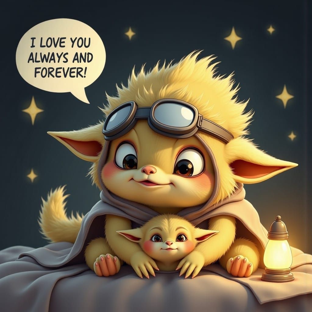 <lora:Ickwonaughts:1.0> A Momma Ickwonaught tucking an adora...