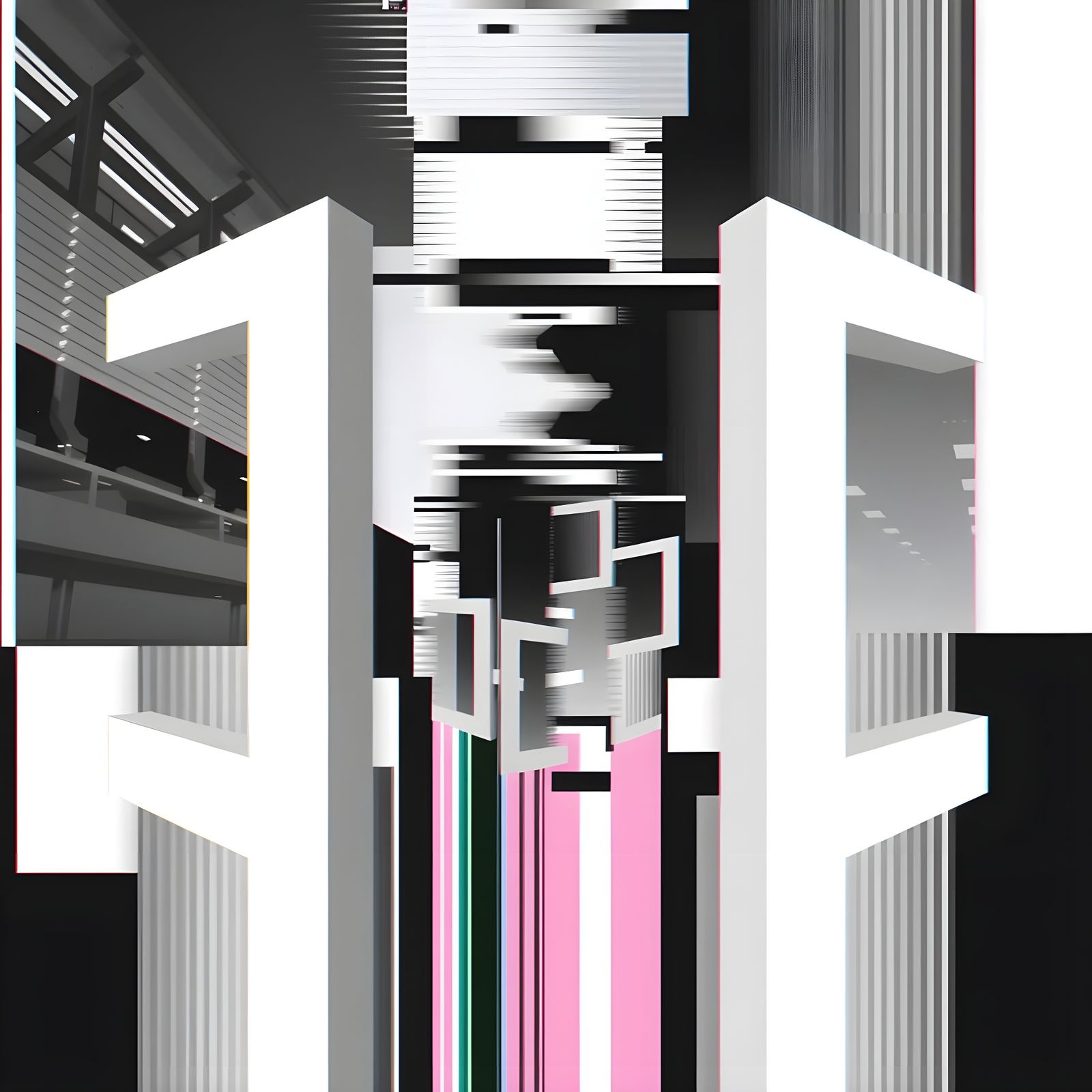 Abstract Digital Glitch Collage of Collapsing States