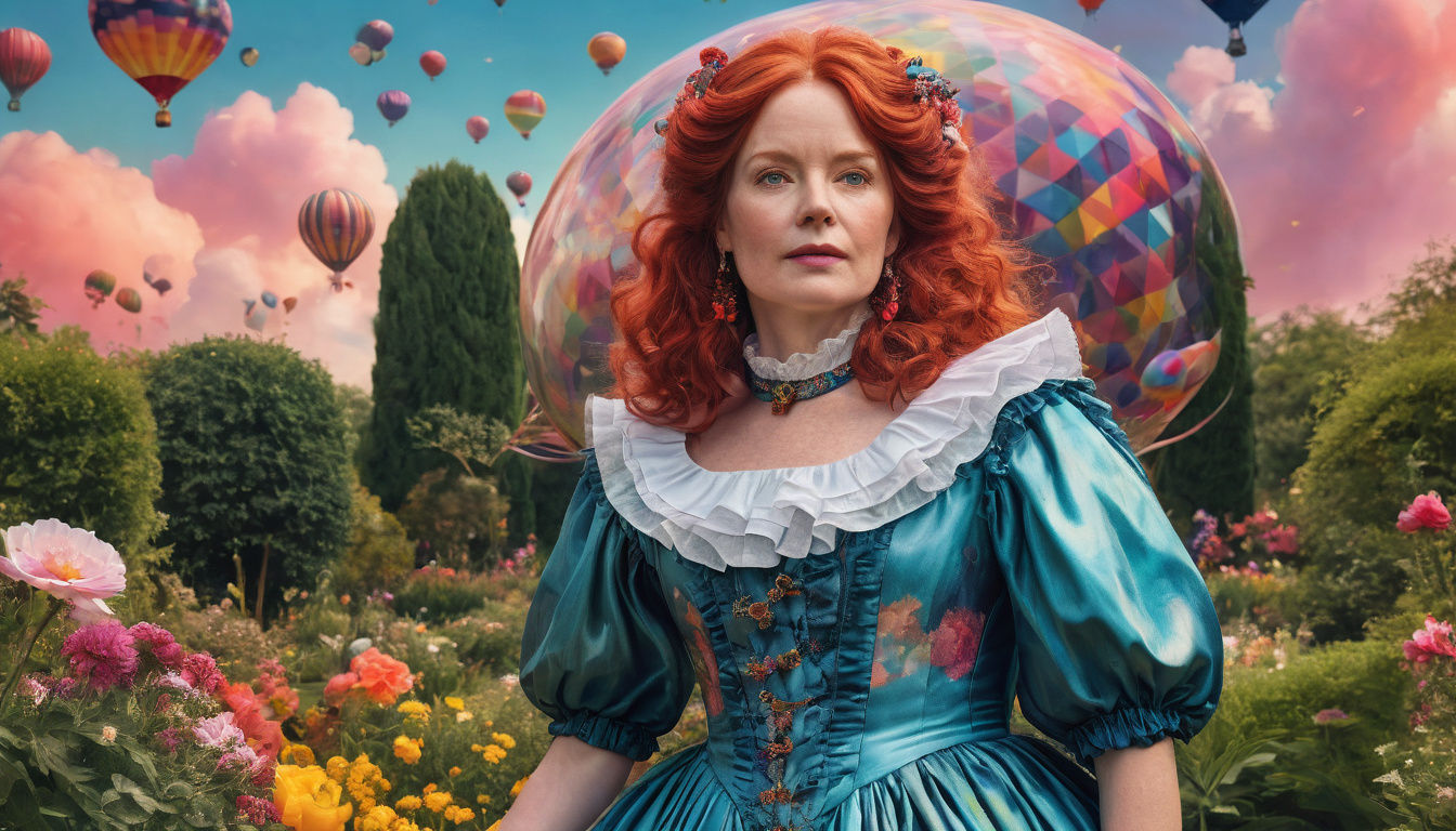 Elegant Lady in a Vibrant Garden Scene, Inspired by Regency ...