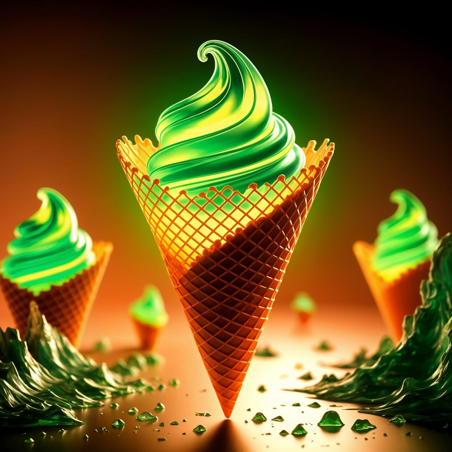 Luminescent Uranium Glass Ice Cream Cone