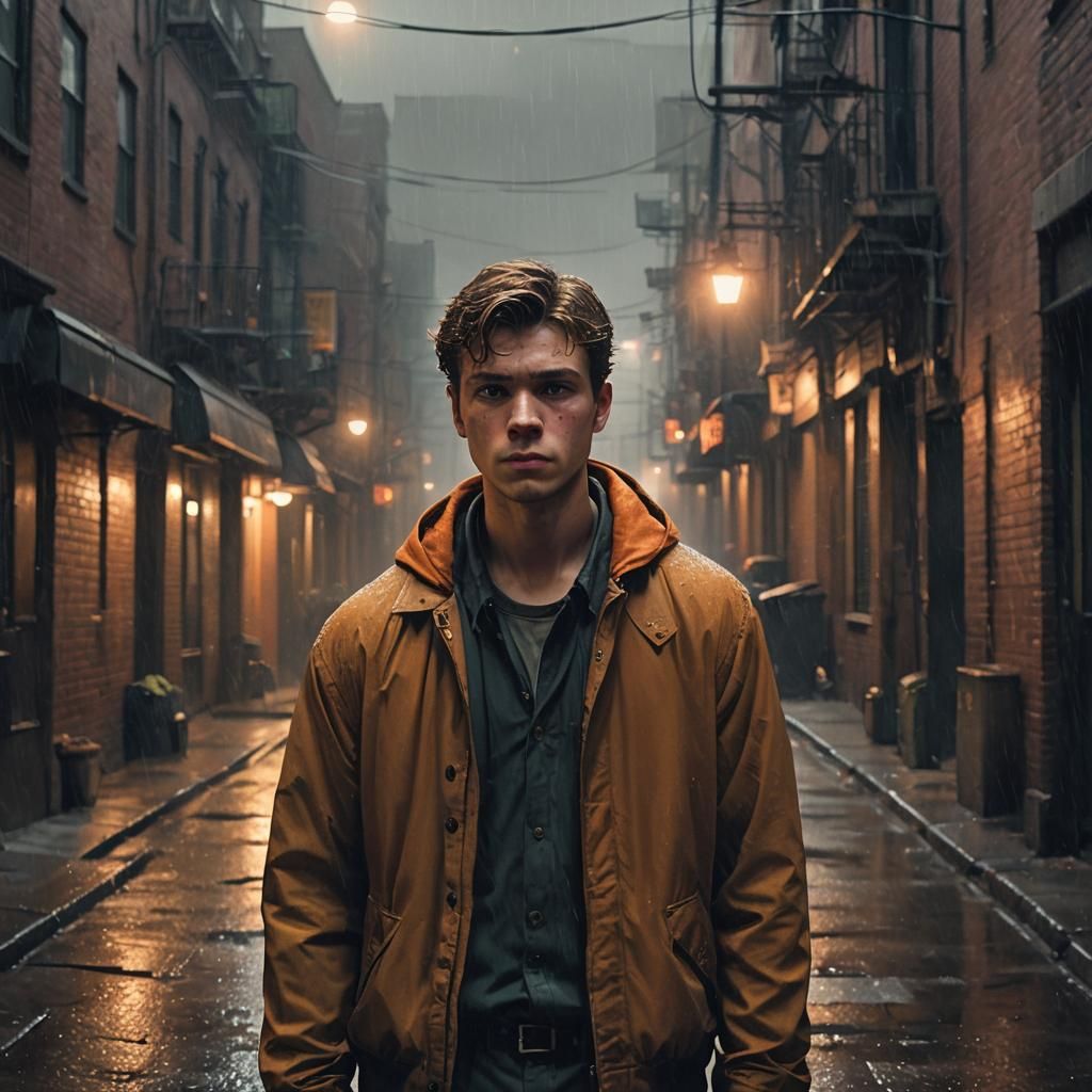 Ethan Cline in Dimly Lit Alleyway: Concept Art