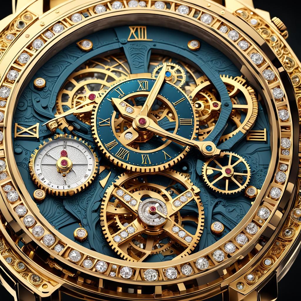 Extravagant Gold and Diamond Watch Mechanism