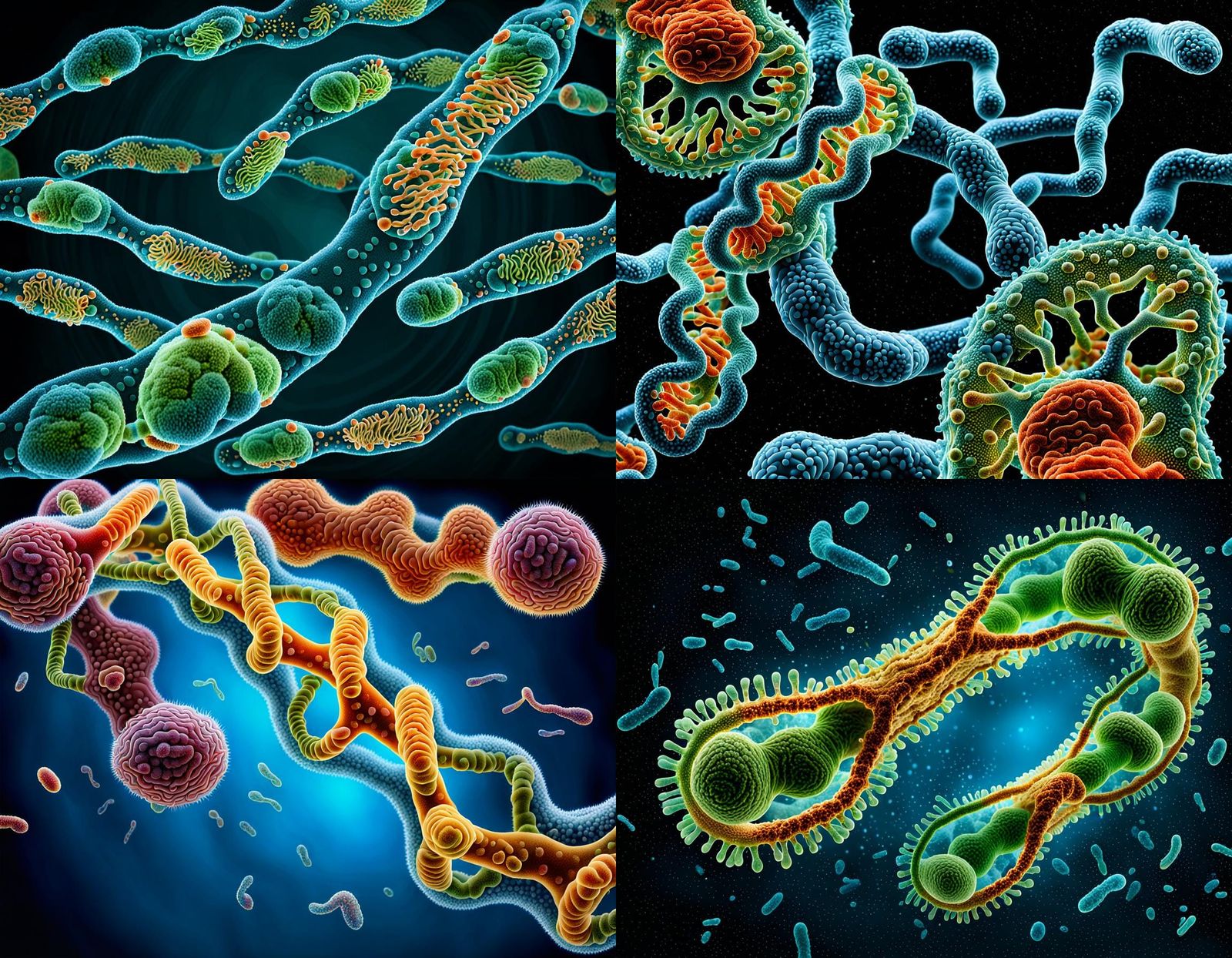 Living DNA Strand Composed of Bacteria and Amoeba