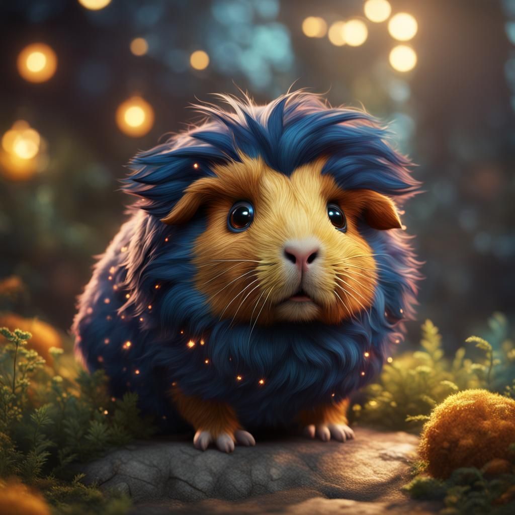 Plush Guinea Pig with Big Eyes, Detailed Matte Painting