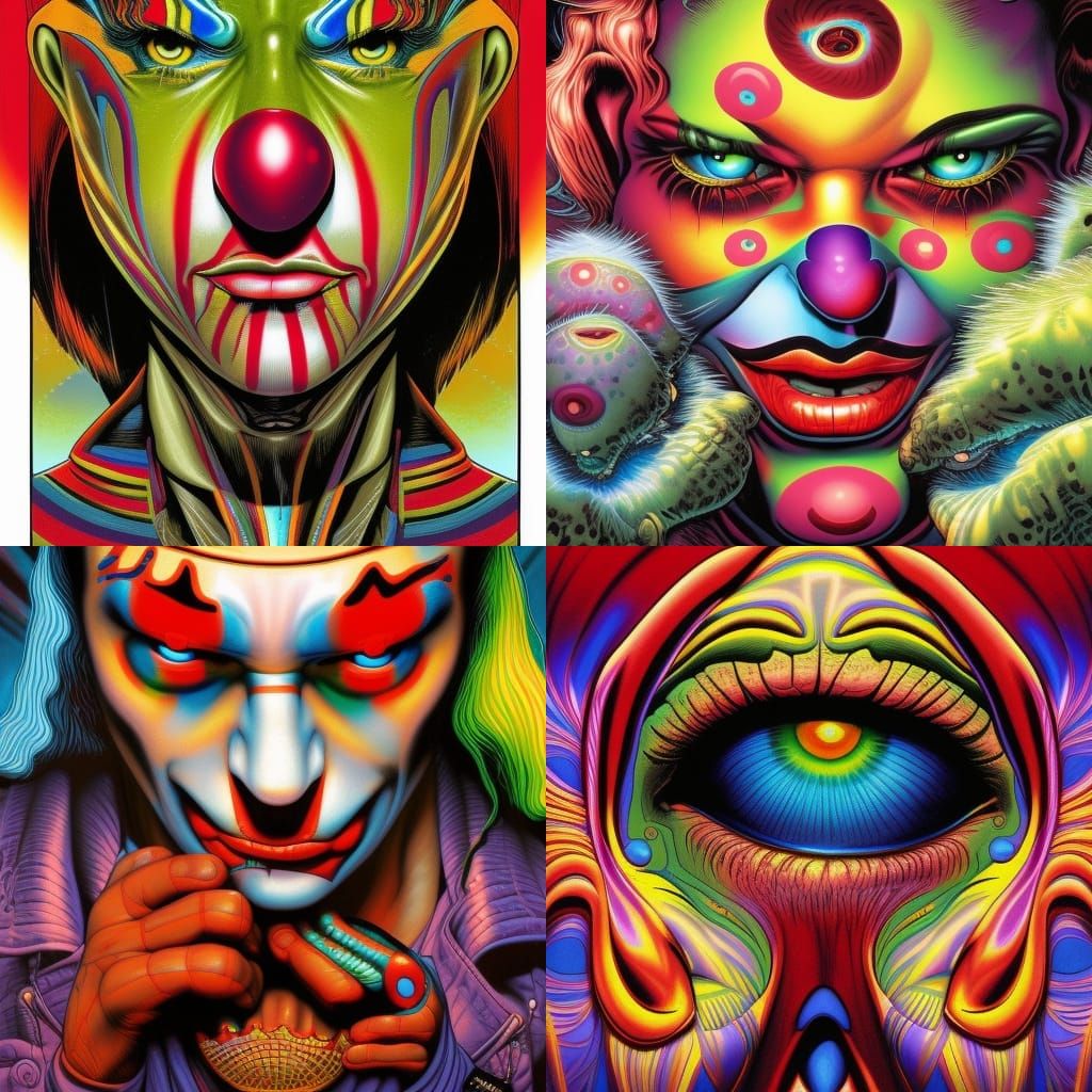 Psychedelic Clown in Comic Book Style