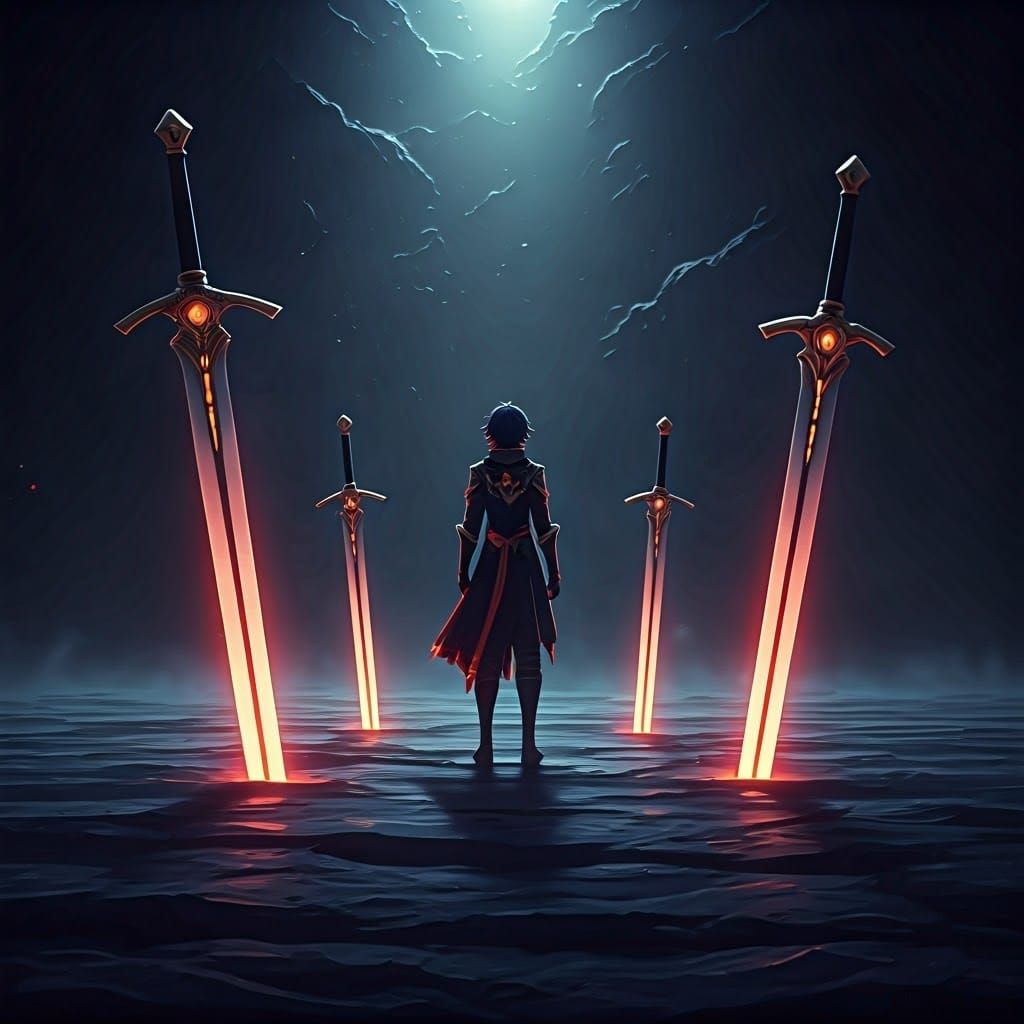 Five of Swords: 3D Anime Tarot Card