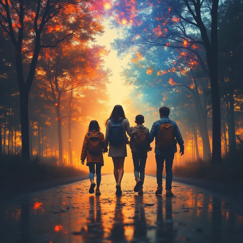 Children's Divine Homecoming: Hyperrealistic Digital Art