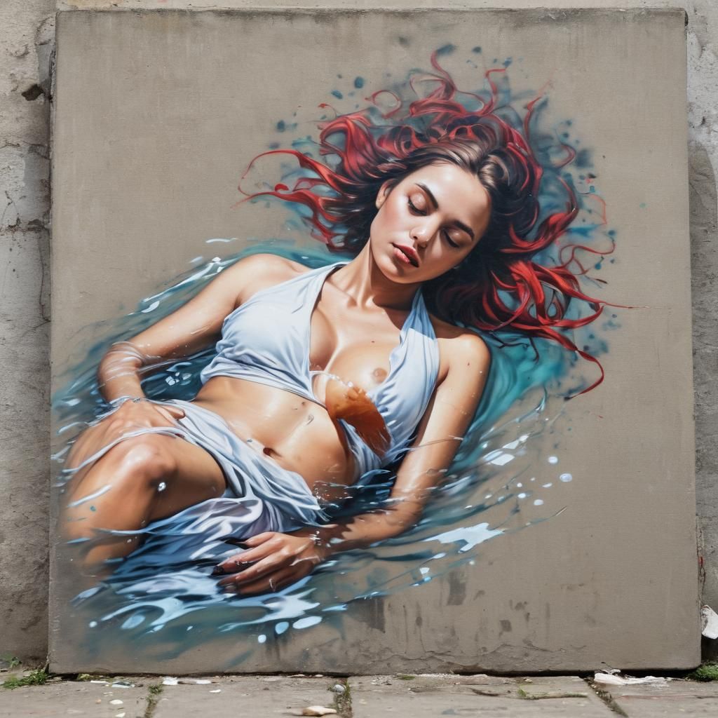 Graffiti Mural of Woman on Building