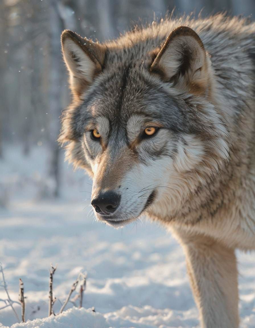 Alaskan Timber Wolf Hunting in Snowy Yukon Forest