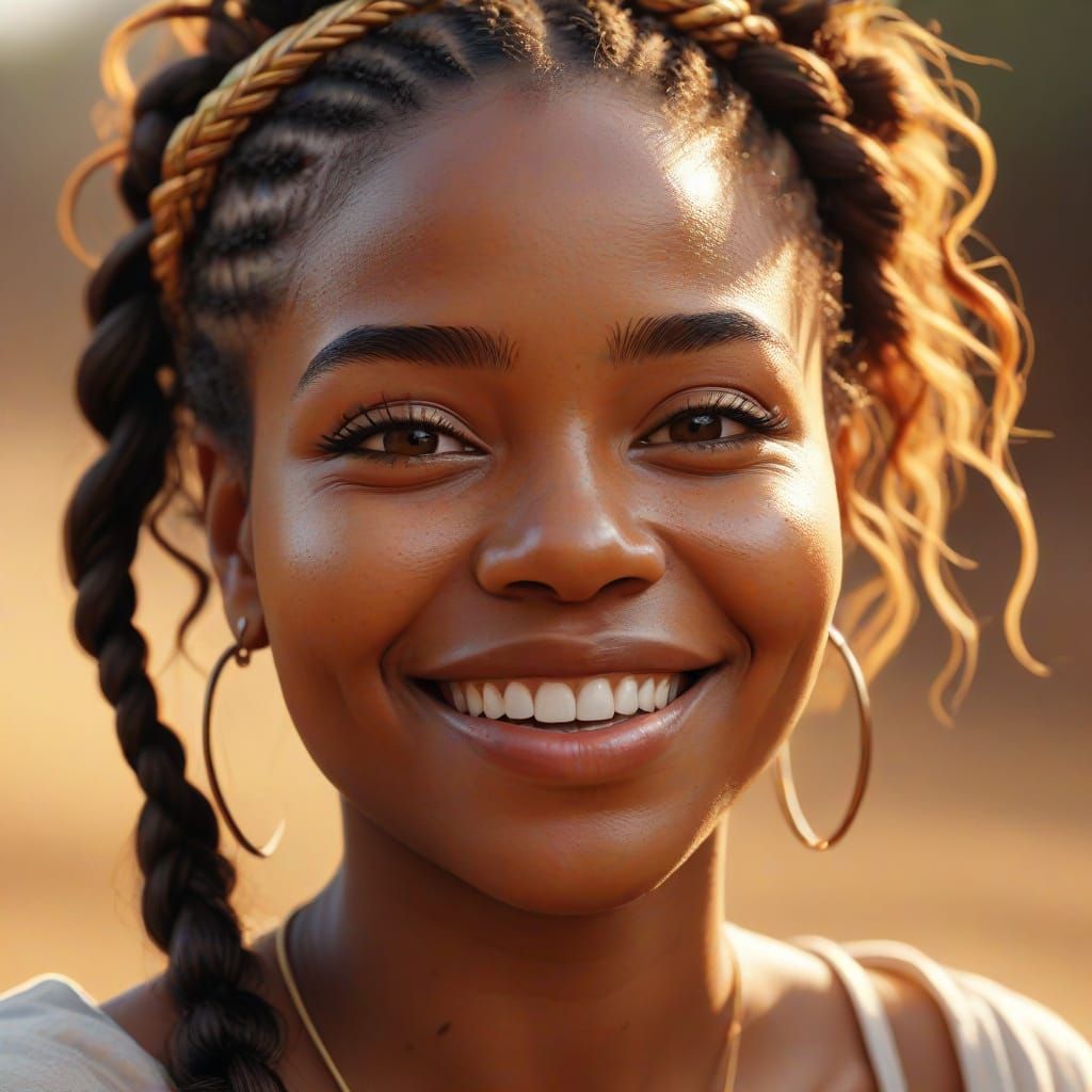 Zambian Woman's Portrait in Vibrant Oil Painting Style