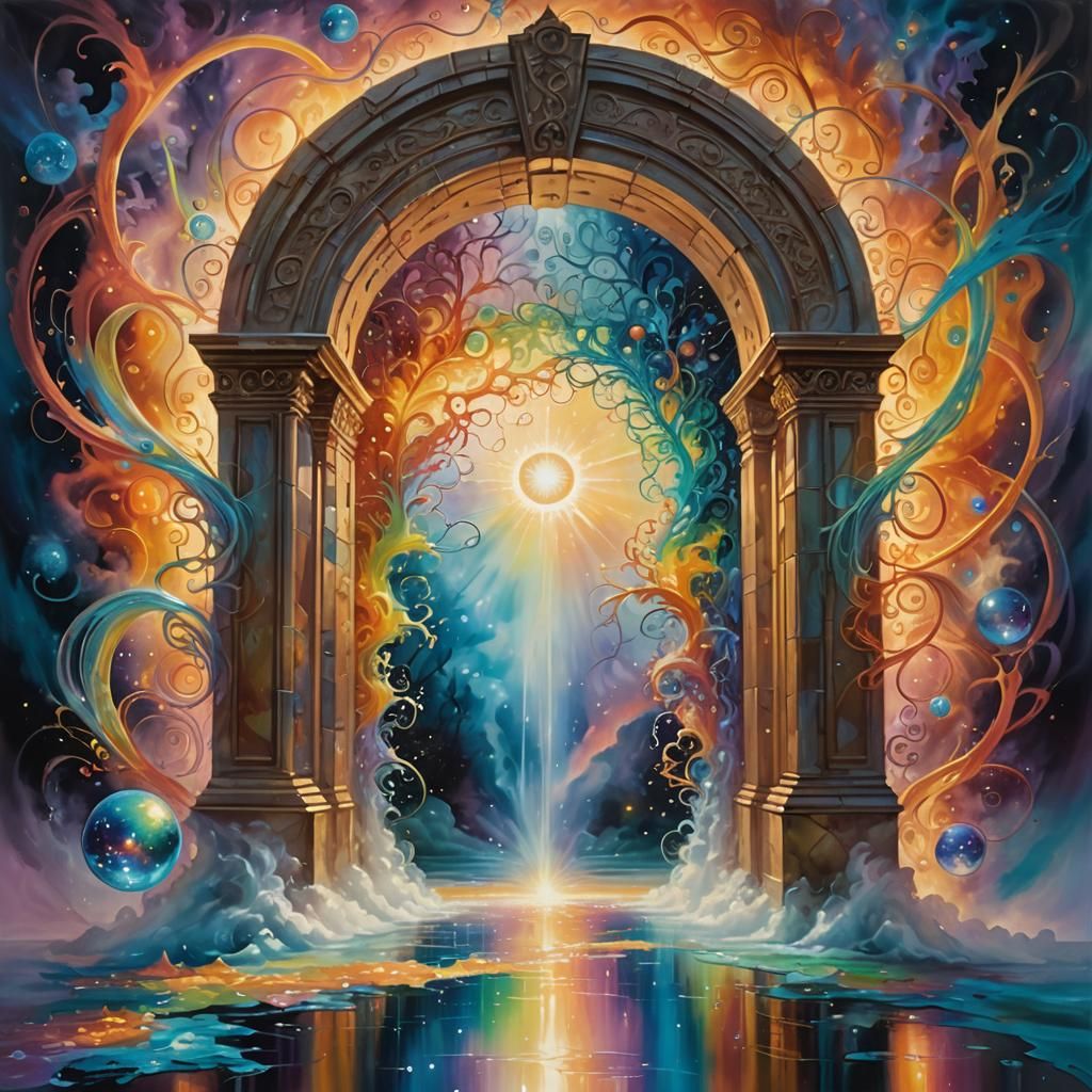 Surreal Portal Gateway in Dreamlike Oil Painting