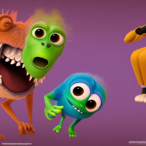 Friendly Monsters in Bright 3D Digital Art