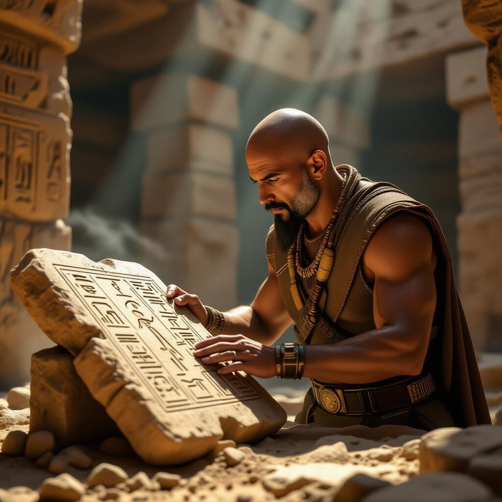 Archeologist Examines Hieroglyphs in Subterranean City Ruins