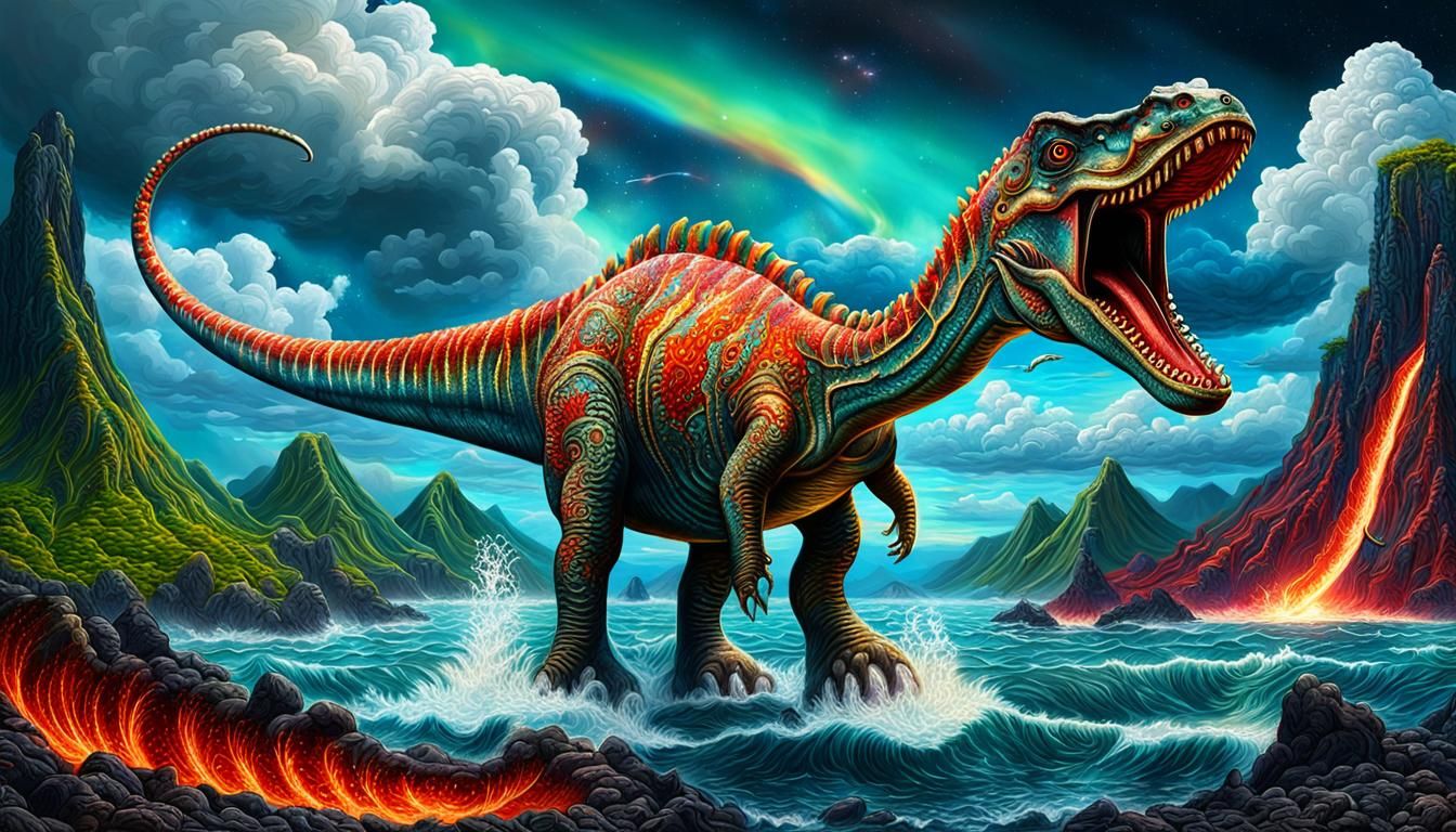 Metallic Flugsaurus with Lava Falls: Holographic Illustratio...