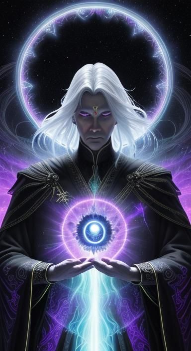 Mystical Universe Tapestry with Bioluminescent Eye