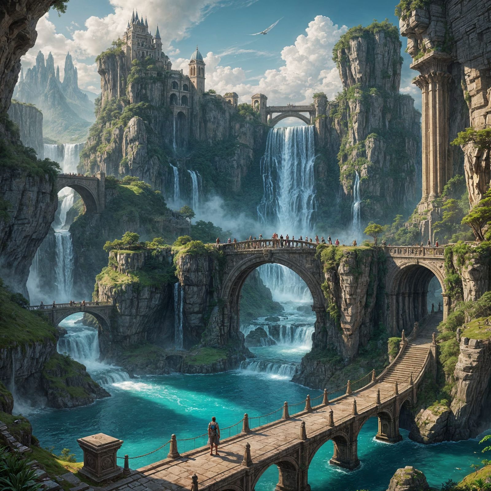 Atlantis Waterfalls: Breathtaking Fantasy Concept Art
