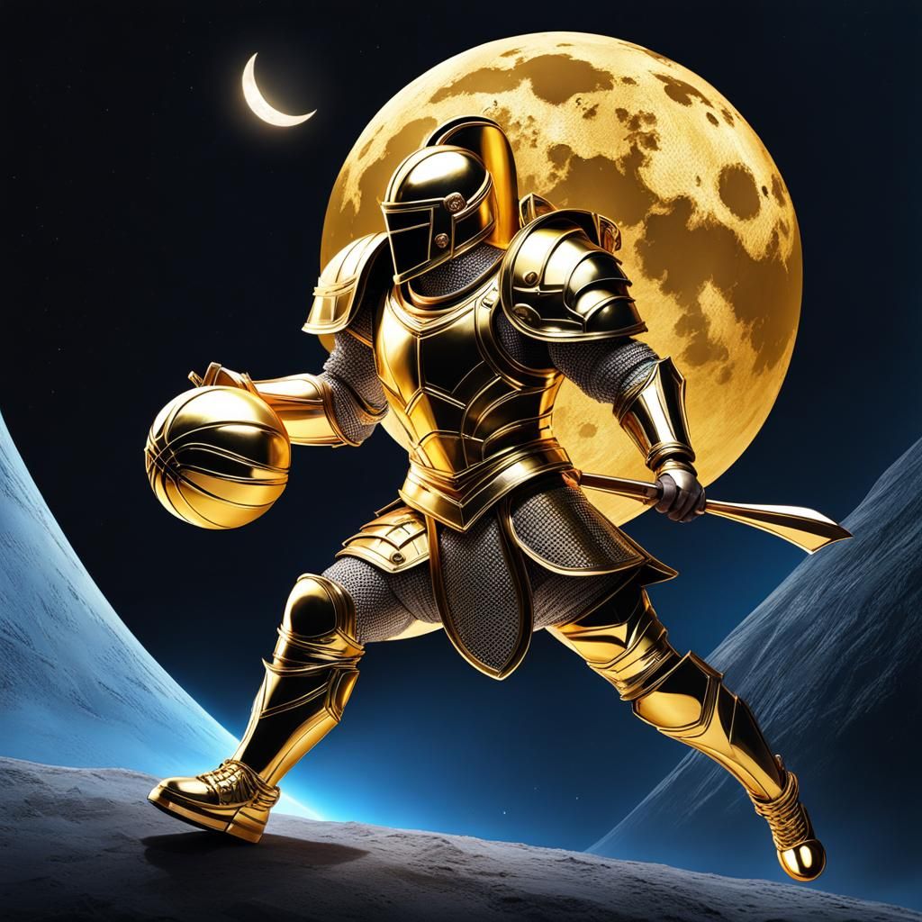 Basketball Player with Moon and Golden Armor