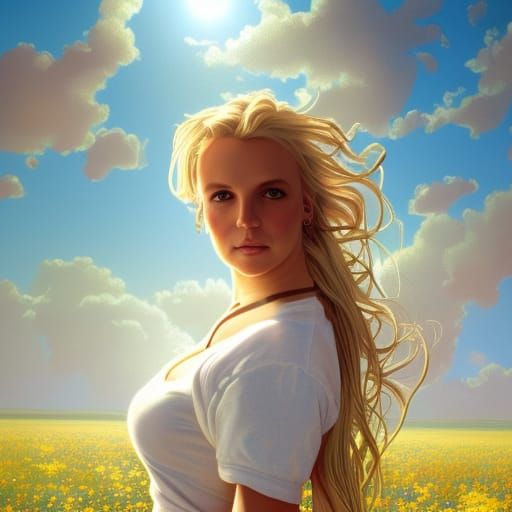 Radiant Portrait of Woman on Horse in Flower Field