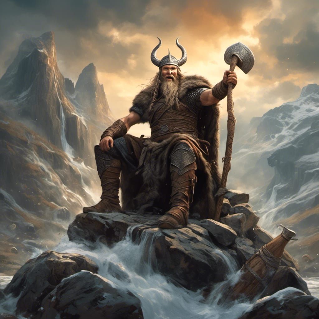 Loki the Trickster God in Viking Art Style