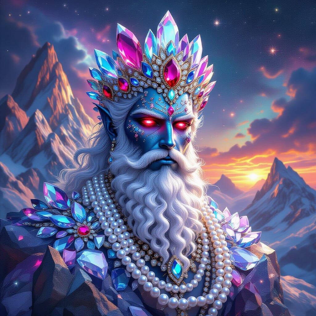 Alien God of Gems and Crystals in Epic Fantasy Style