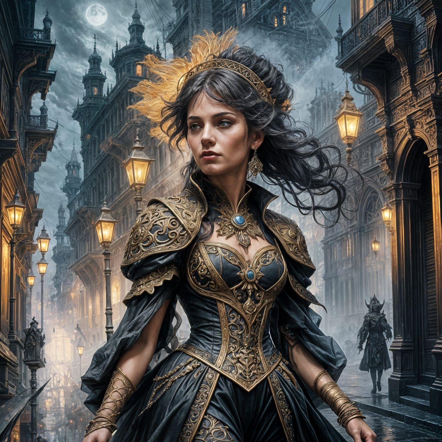 Woman Walking in Dark Fantasy Horror Art