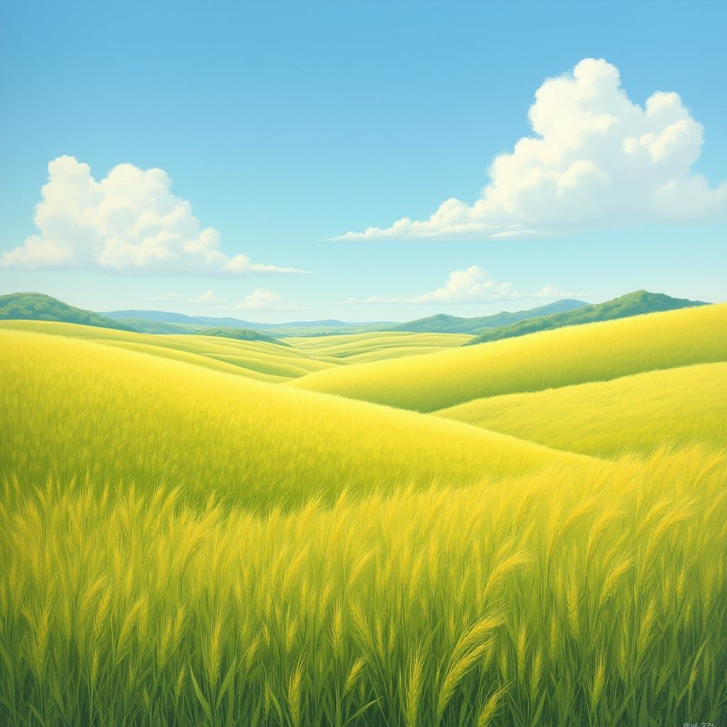 Vast Sunlit Prairie Landscape in Regionalist Style