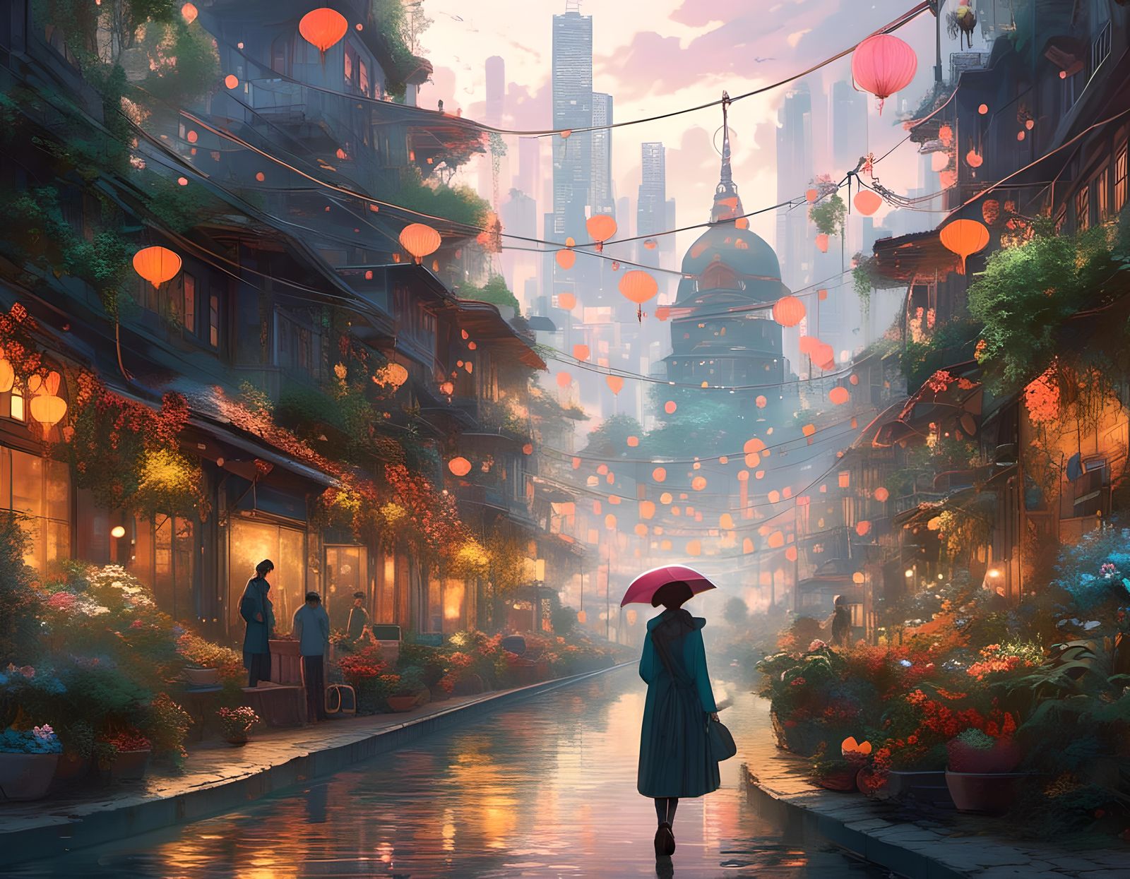 San Francisco Street Scene in Cyberpunk Style