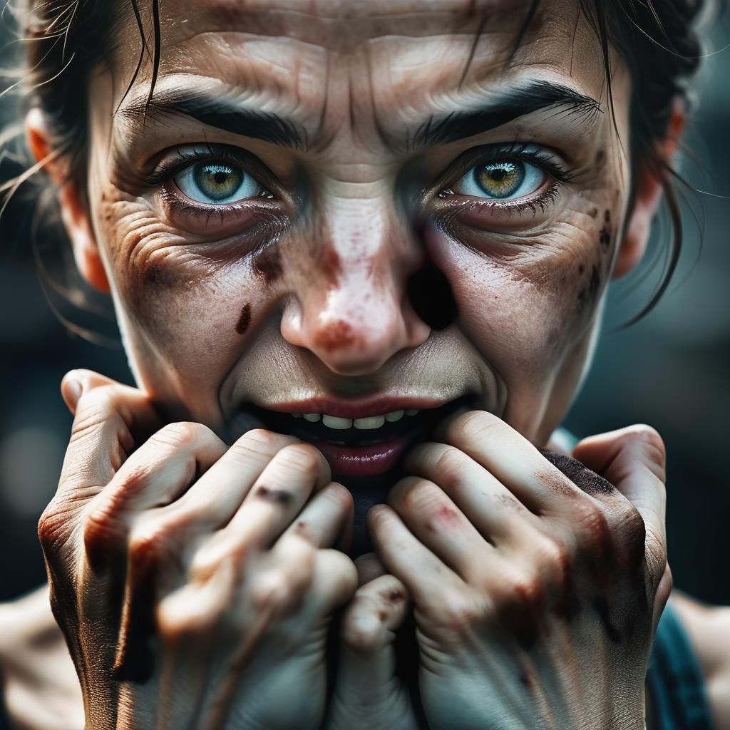 Intense Female Portrait with Dramatic Lighting