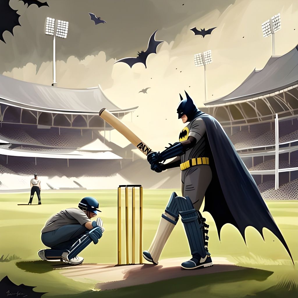 Batman Plays Cricket at Lord's Wearing Cape