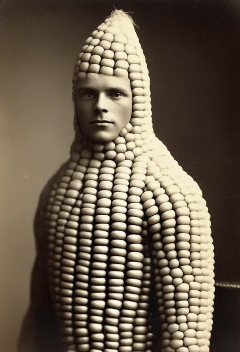 Vintage Photo of a Man in Corn Costume