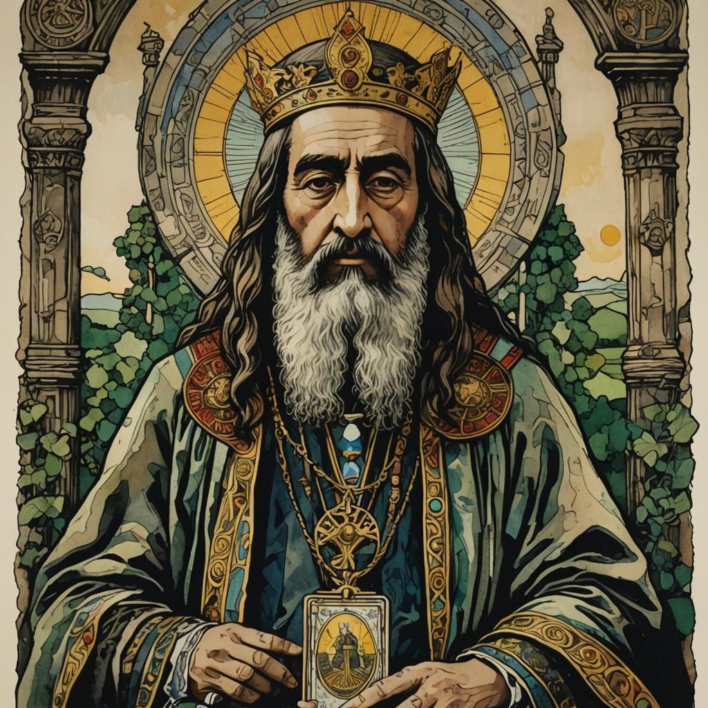 The Hierophant-ess Tarot Card at Stonehenge in Gothic Style