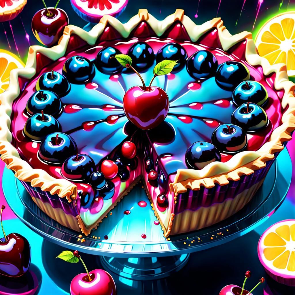 Cyberpunk Candy Shop: Cherry Custard Pie