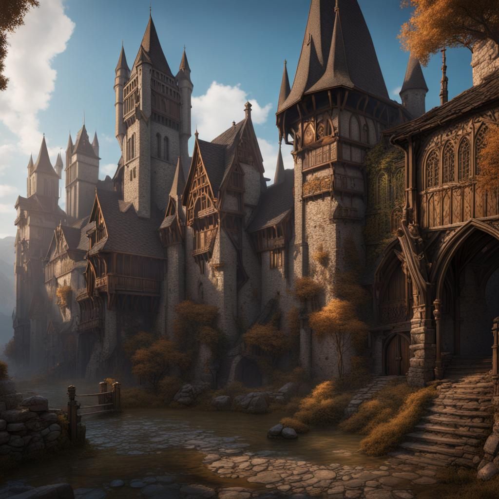 Detailed Medieval Scene in Deep Color