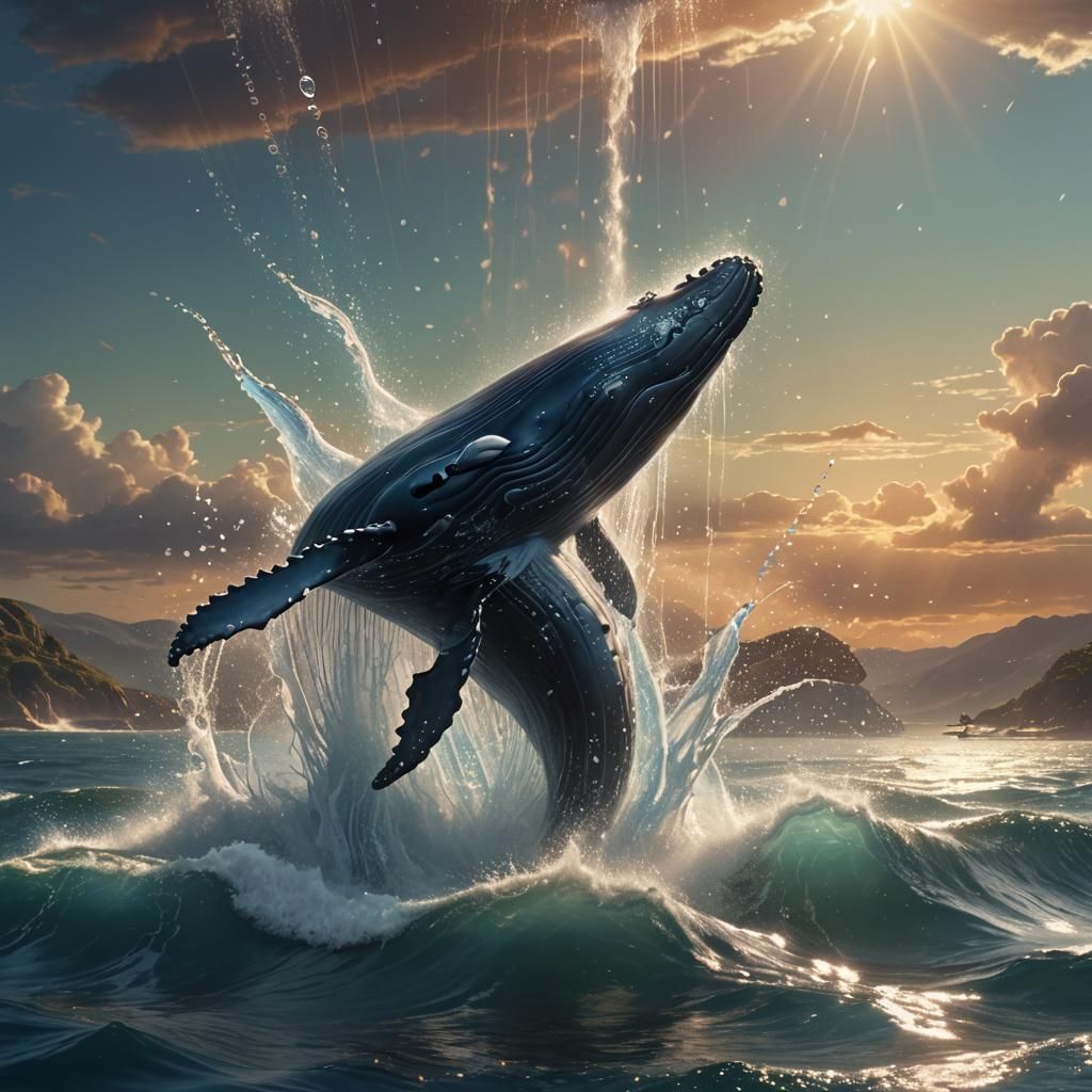 Majestic Whale Leaps in Fantasy Concept Art
