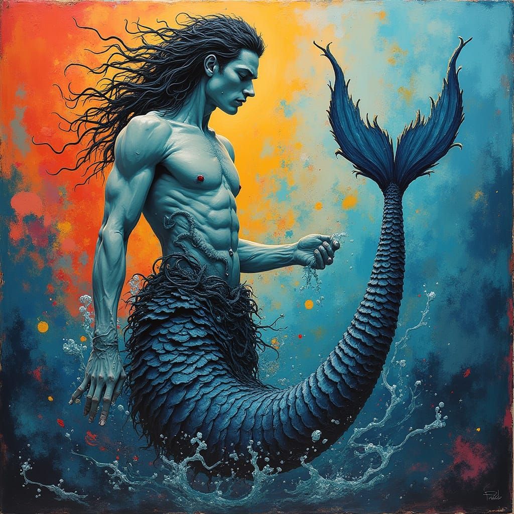 Merman God Emerge from Oceanic Depths