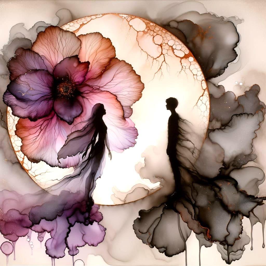 Alcohol Ink Art: Friends Bloom in Amethyst Mist