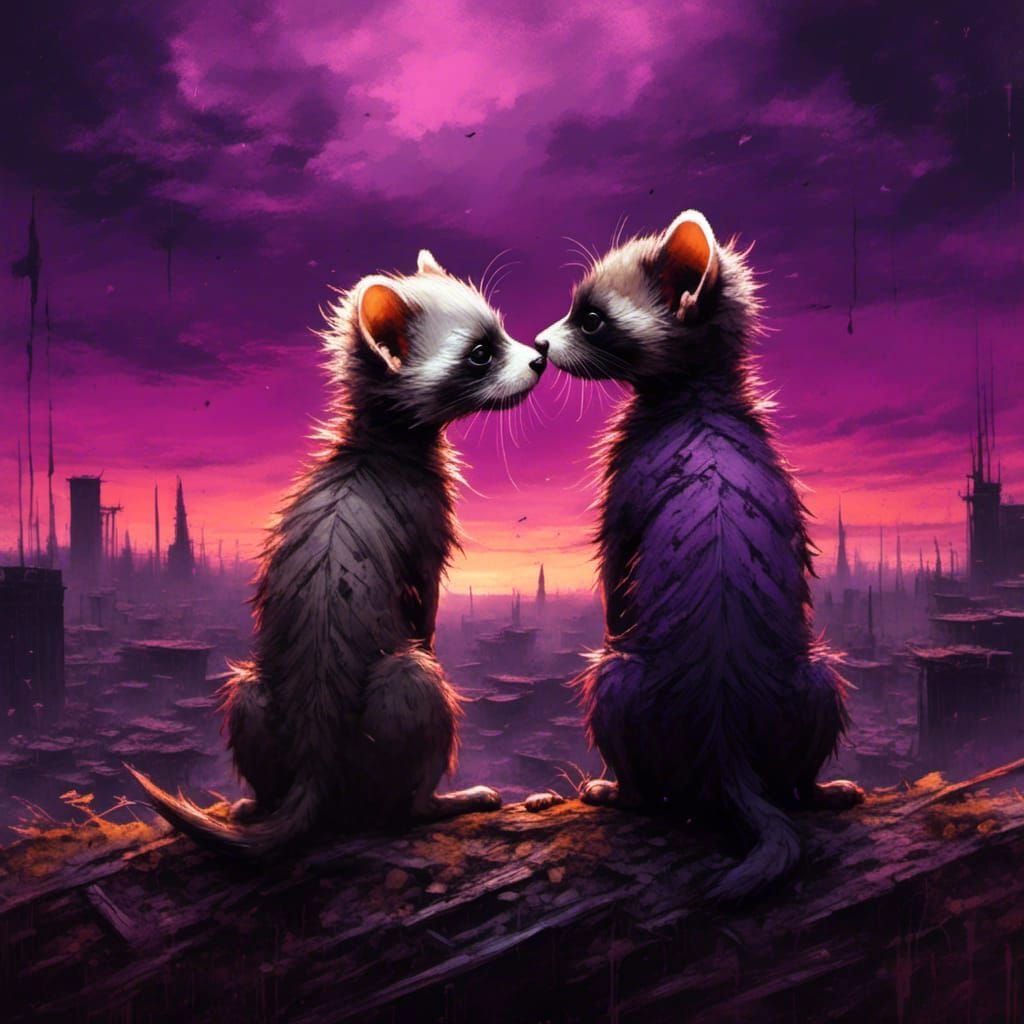 Gothic Adorable Hybrid in Dramatic Purple Landscape