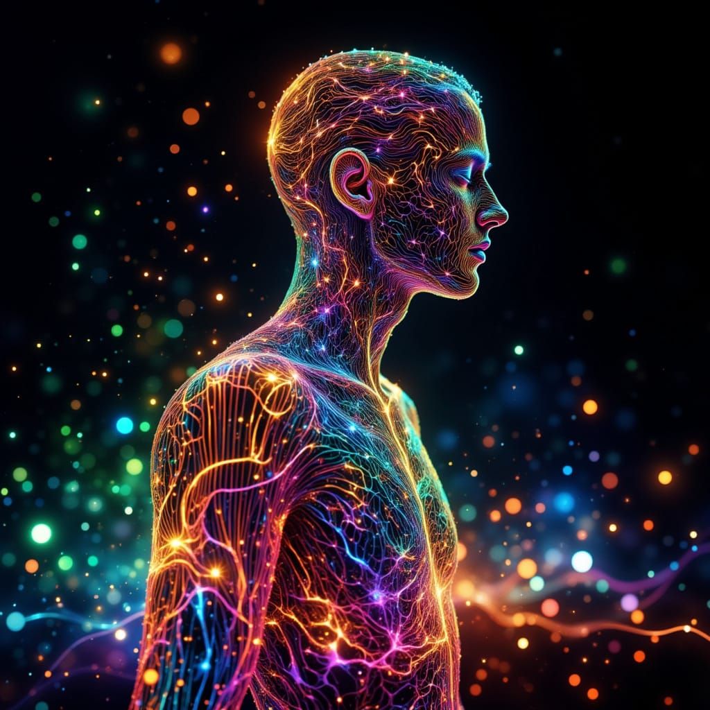 Living Topographic Map Human Silhouette