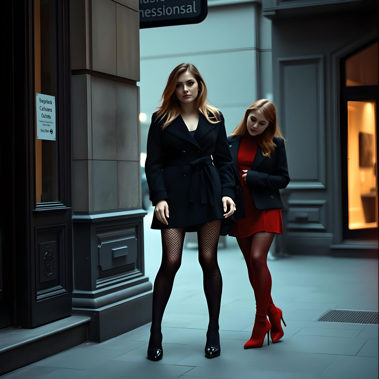 Women in Skirts and Stockings in Nouvelle Vague Style